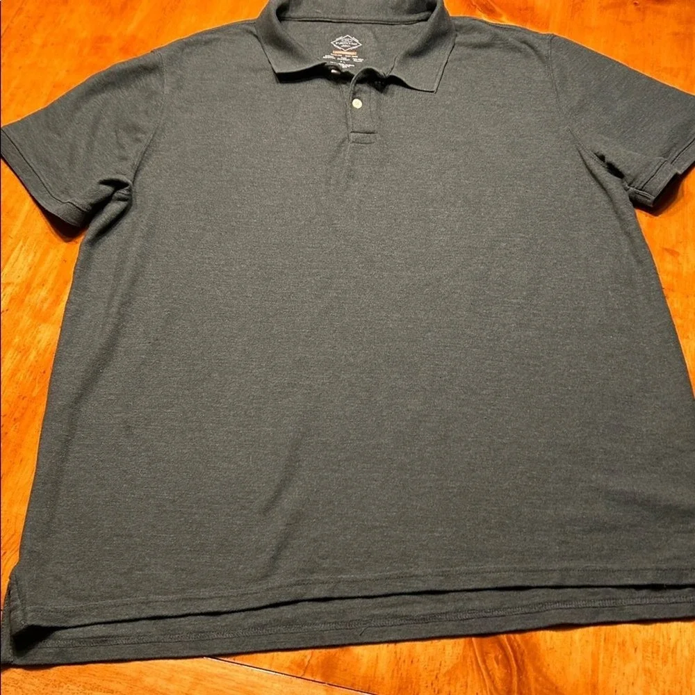 St Johns Bay Preppy‎ Polo Shirt Athleisure Charcoal Gray Heather Short Sleeve